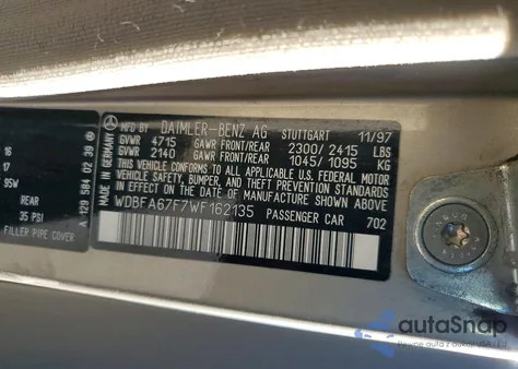 1998 Mercedes-Benz Sl 500 z USA, uszkodzony, nr VIN WDBFA67F7WF162135